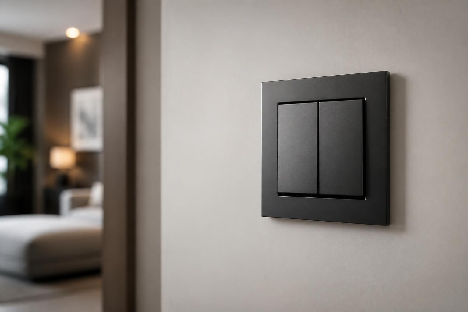 Finished electrical installation in a modern home interior.